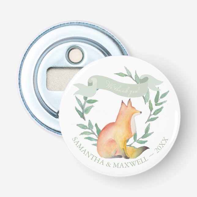 Décapsuleur Aquarelle Woodland Wedding Favor (Devant)