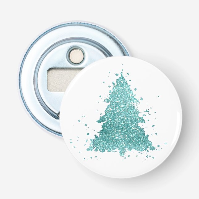 Décapsuleur Arbre de Noël élégant | Luxe Aqua Mint Splatter (Devant)