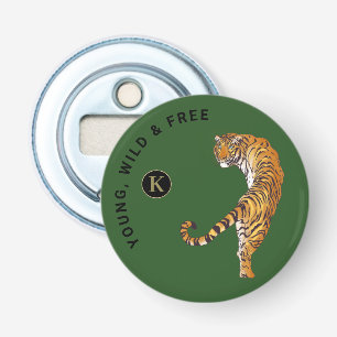 Décapsuleur Arrière - plan vert Tiger Monogramme personnalisé