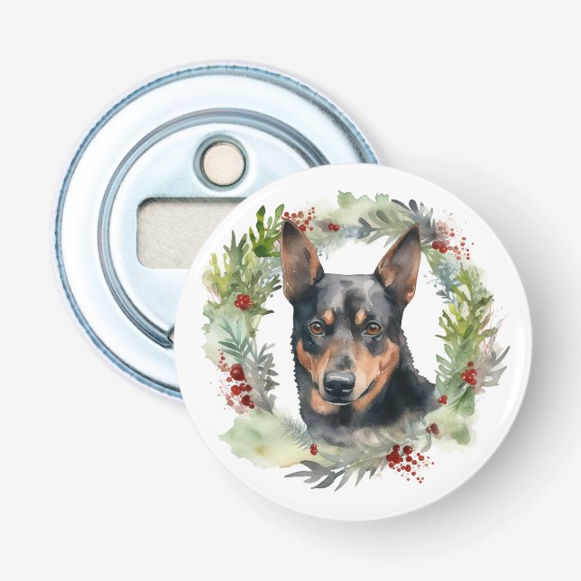 Décapsuleur Australie Kelpie Noël Wreath Festive Pup (Devant)
