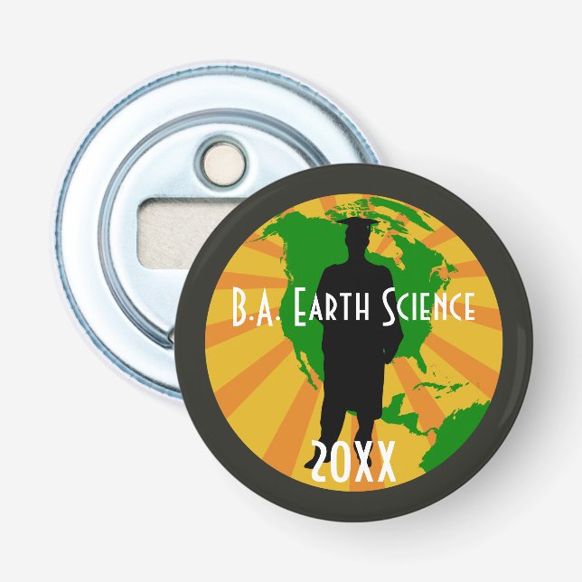 Décapsuleur Badge de diplômé en sciences de la Terre (Homme) (Devant)