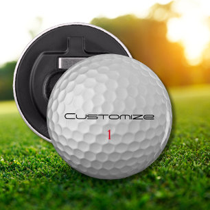 Décapsuleur Balle de golf blanche texturée avec nom et numéro