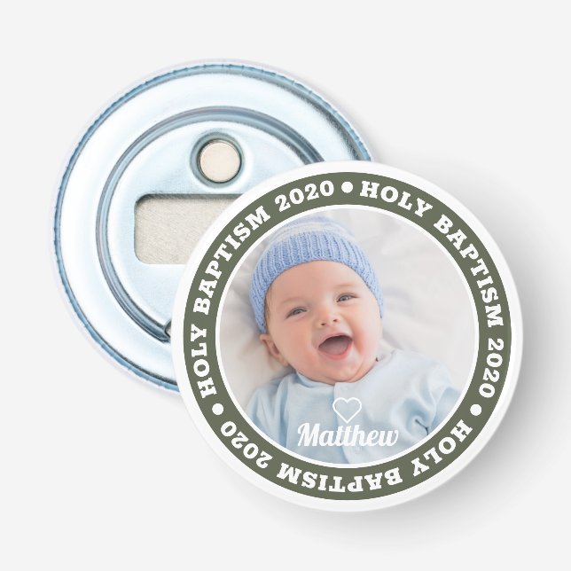 Décapsuleur Baptême simple photo personnalisée moderne (Devant)