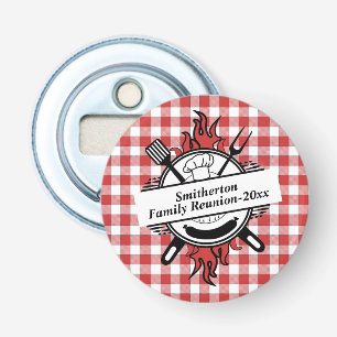 Décapsuleur Barbecue Pique-Nique Familial à carreaux Rouges et