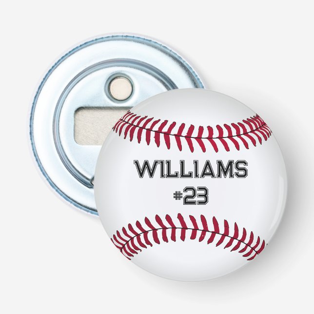 Décapsuleur Baseball avec nom et numéro personnalisés (Devant)