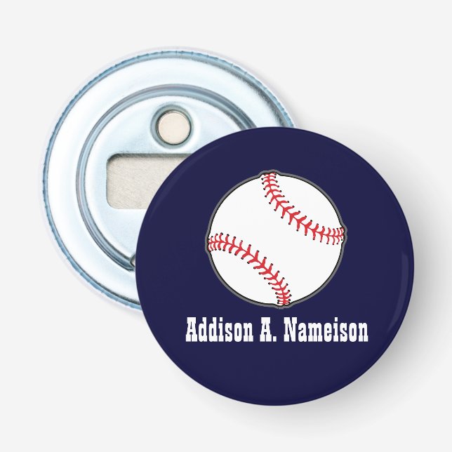 Décapsuleur Baseball sur Navy Blue Name Sports Room (Devant)
