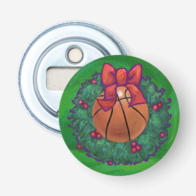Décapsuleur Basket-ball en couronne de Noël (Devant)
