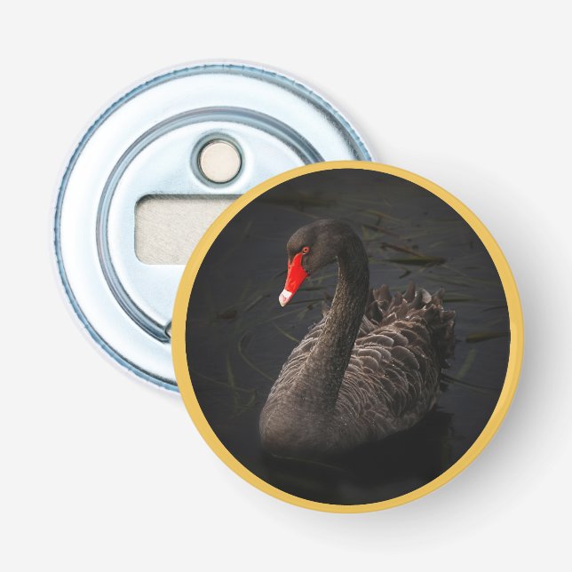 Décapsuleur Beau cygne noir avec un bec rouge vif (Devant)