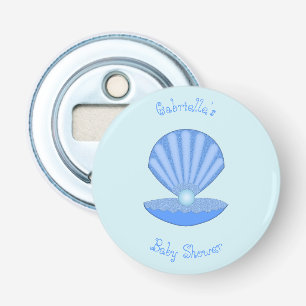 Décapsuleur Bébé bleu Coquille d'huîtres et Baby shower Pearl