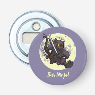 Décapsuleur Beer Ninja Chat Noir Coup de Pied Volant Épées Des