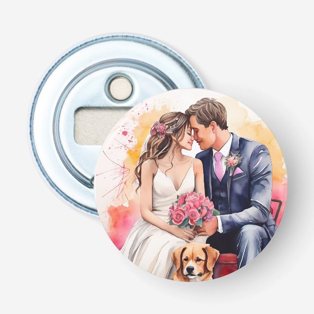 Décapsuleur Belle aquarelle couple mariage (Devant)