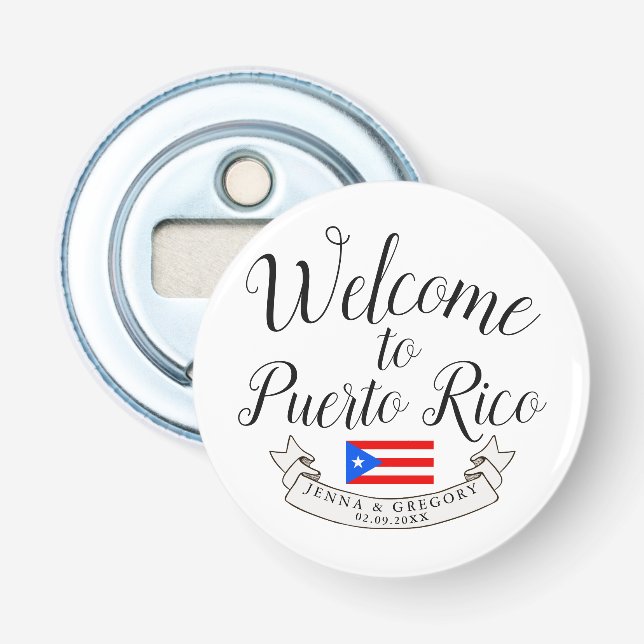 Décapsuleur Bienvenue à Porto Rico| Destination Wedding Favor (Devant)