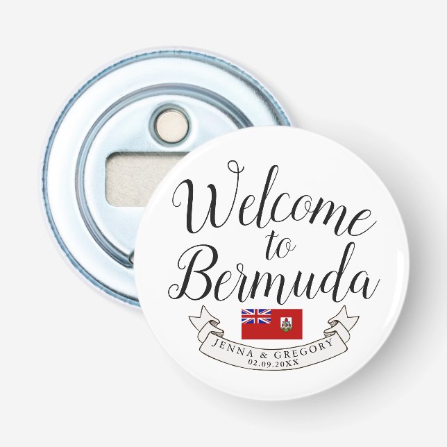 Décapsuleur Bienvenue aux Bermudes | Destination Faveur mariag (Devant)
