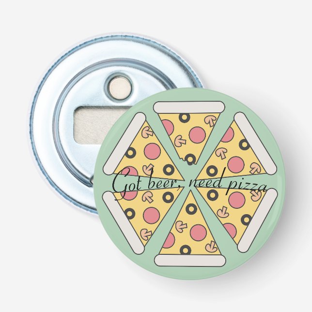 Décapsuleur Bière géométrique mignonne d'amants de pizza (Devant)