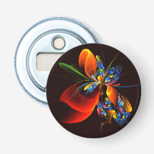 Décapsuleur Blue Orange Floral Moderne Art Abstrait Motif #03