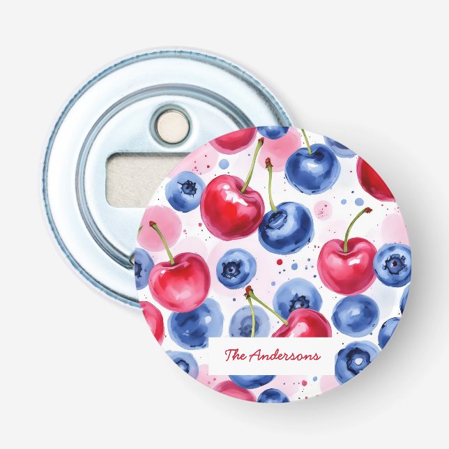 Décapsuleur Blue Red Fruit Nourriture Aquarelle Berry Cherry (Devant)