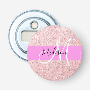 Décapsuleur Blush Rose Glamour Or Glitter Monogramme