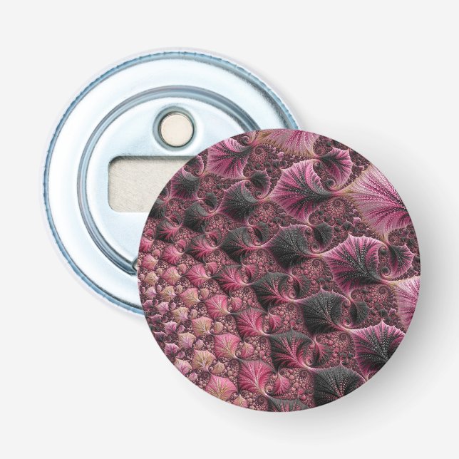 Décapsuleur Boho Funky Eclectique Rose Noir Abstrait Fractal (Devant)