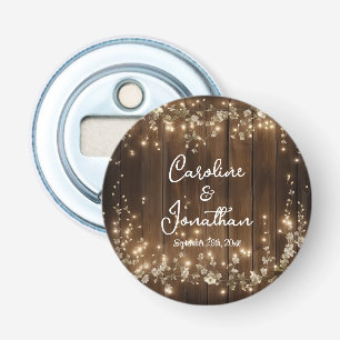 Décapsuleur Bois Rustique Chaîne éclaire Blanc Floral Mariage
