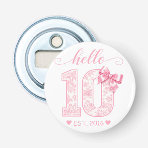 Décapsuleur Bonjour 10 Anniversaire Rose Bonjour 10 Année pe
