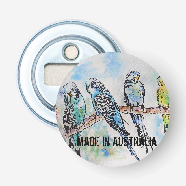 Décapsuleur Boudin Aquarelle Oiseau Cute Fabriqué En Australie (Devant)