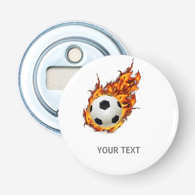 Décapsuleur Boule de soccer personnalisée en feu (Devant)