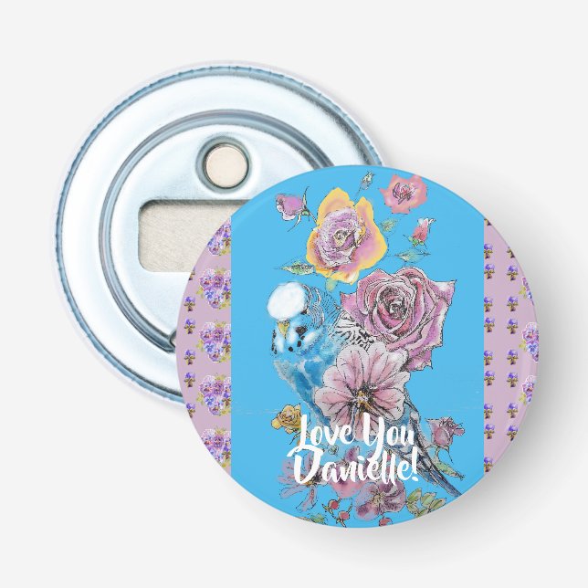 Décapsuleur Bouteille Budgie Watercolor florale Dames (Devant)