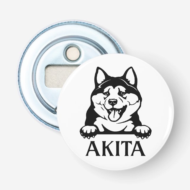 Décapsuleur Bouteille de bouton Akita avec aimant, Bouton de c (Devant)