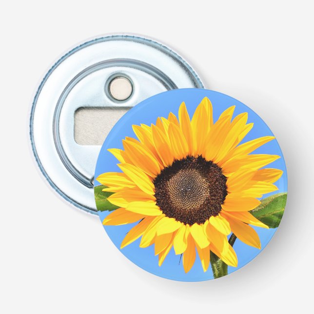 Décapsuleur Bouteille de tournesol jaune Ouvert Ciel bleu (Devant)