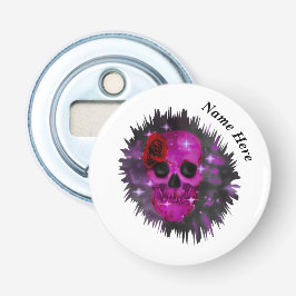 Décapsuleur Bouteille d'insigne blanc gothique Rose