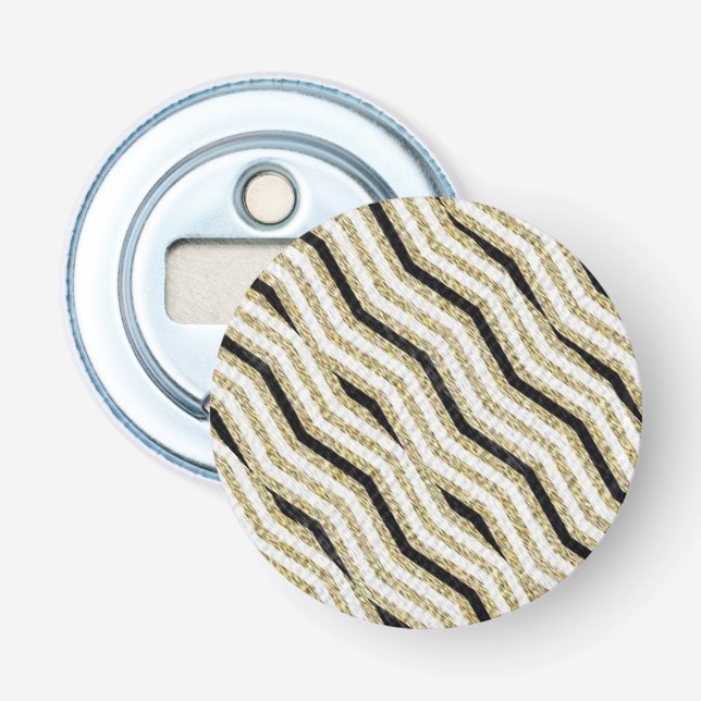 Décapsuleur Bouton Bouteille Ouvert Or Blanc Noir (Devant)