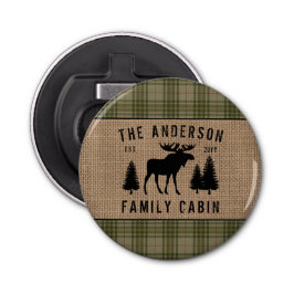 Décapsuleur Bouton Burlap Pin vert Moose Cabine famille
