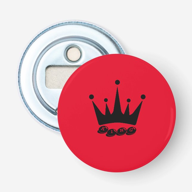 Décapsuleur Bouton de la couronne de couleur noire King Text (Devant)