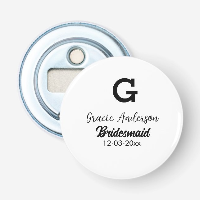 Décapsuleur Bridesmaid ajouter nom monogramme simple minimal m (Devant)