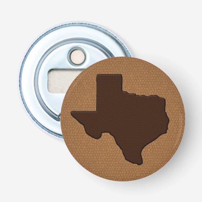 Décapsuleur Brown en cuir look Texas Button Bottle Opener (Devant)