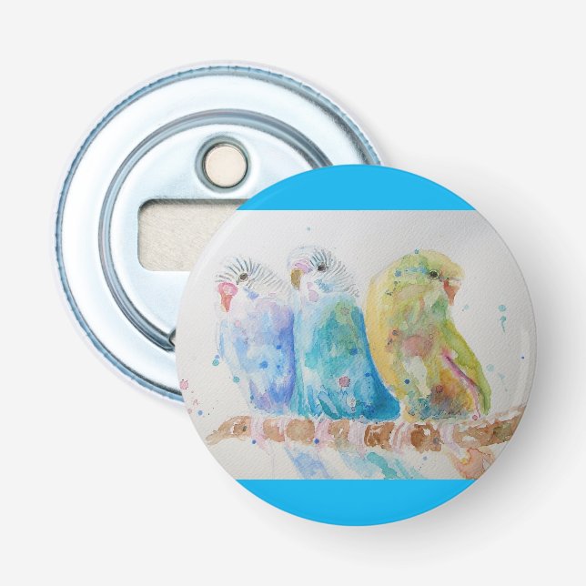 Décapsuleur Budgie Aquarelle Peinture des perruques d'oiseaux  (Devant)