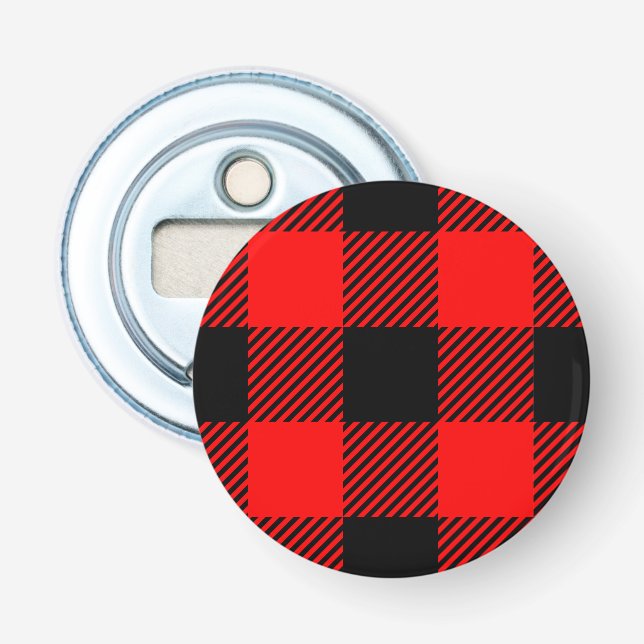 Décapsuleur Buffalo Check Rouge et Noir Lumberjack Plaid Decor (Devant)