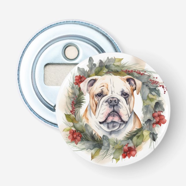 Décapsuleur Bulldog Christmas Wreath Festive Pup (Devant)