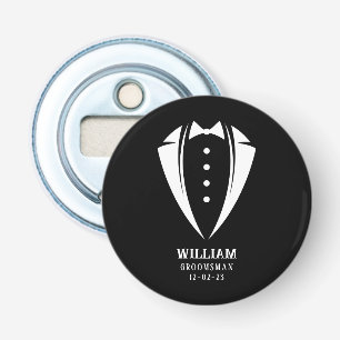 Décapsuleur Cadeau moderne noir et blanc Tuxedo Groomsman
