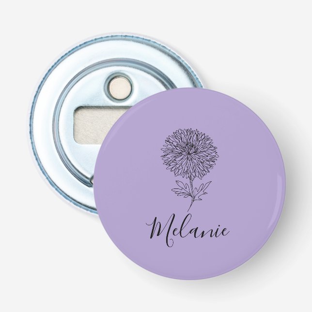 Décapsuleur Cadeau personnalisé septembre Aster Flower pour la (Devant)