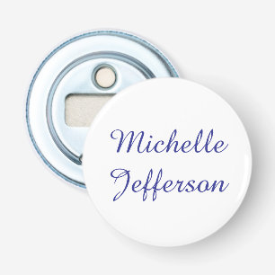 Décapsuleur Calligraphie Bleue & Blanc Élégant Chic Moderne