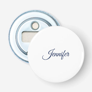 Décapsuleur Calligraphie Élégant Bleu Blanc Simple Nom