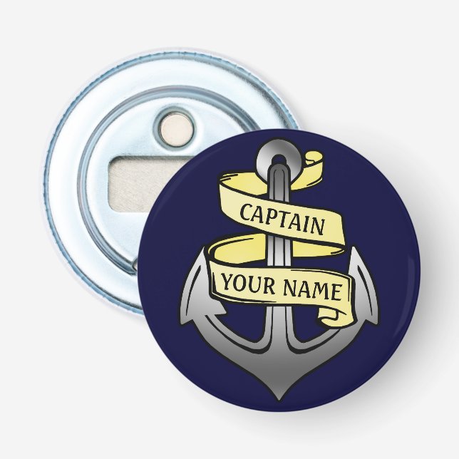 Décapsuleur Capitaine de bateau personnalisable votre Ancre (Devant)