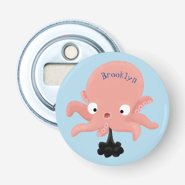 Décapsuleur Caricature de bébé pieuvre rose mignonne humour (Devant)