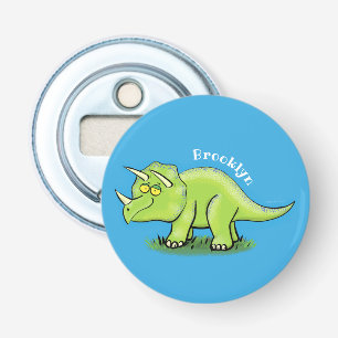 Décapsuleur Caricature de dinosaure de triceratops vert mignon
