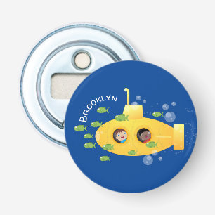 Décapsuleur Caricature de poisson sous-marin jaune mignon