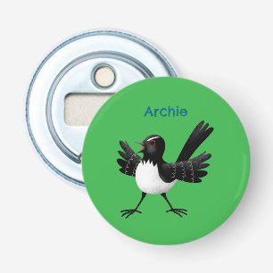 Décapsuleur Caricature de Willie Wagtail australienne personna