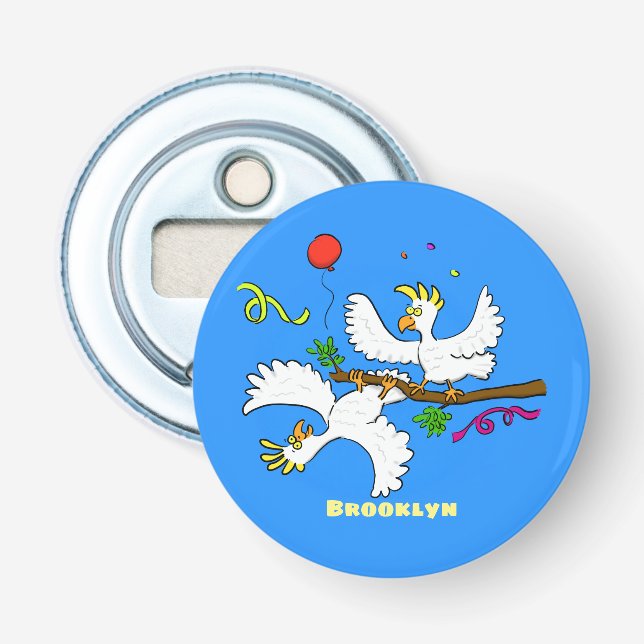 Décapsuleur Caricature d'oiseaux de cockatoo amusante (Devant)