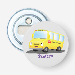 Décapsuleur Caricature du bus scolaire jaune joyeux
