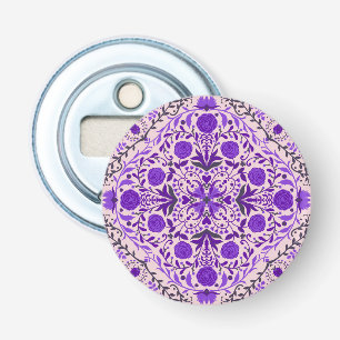 Décapsuleur Carreaux floraux en violet et coton bonbon rose